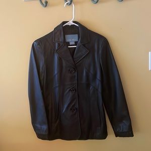 Ladies Blk leather jacket. Nine West, Sz Small
